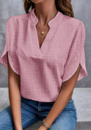 Camisa de chiffon de manga curta de verão, nova camisa com decote em V, roupa casual feminina versátil