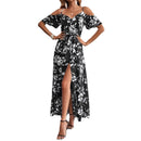 Vestido longo com alças finas e ombro de fora, estampa floral de verão, com cinto, roupa de praia