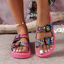 Sandálias plataforma femininas com fecho de velcro em cores combinando