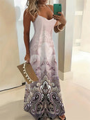 Vestido Nova moda sem mangas casual longo retrô 3D com textura confortável vestido respirável