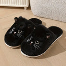 Pantufas femininas de pelúcia com estampa de gato