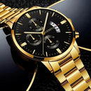 Relógio de Quartzo de Luxo em Aço Inoxidável para Homens, Relógios de Negócios da Moda para Homens, Reloj Hombre