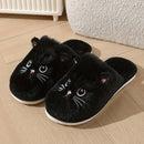 Pantufas femininas de pelúcia com estampa de gato