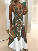 Vestido Nova moda sem mangas casual longo retrô 3D com textura confortável vestido respirável