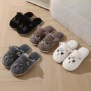 Pantufas femininas de pelúcia com estampa de gato