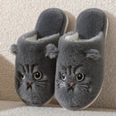 Pantufas femininas de pelúcia com estampa de gato