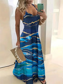 Vestido Nova moda sem mangas casual longo retrô 3D com textura confortável vestido respirável