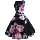 Vestido estampado sem mangas retrô
