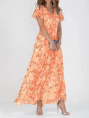 Vestido de manga curta com estampa floral, moda verão, vestidos de praia com babados, roupas femininas