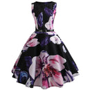 Vestido estampado sem mangas retrô